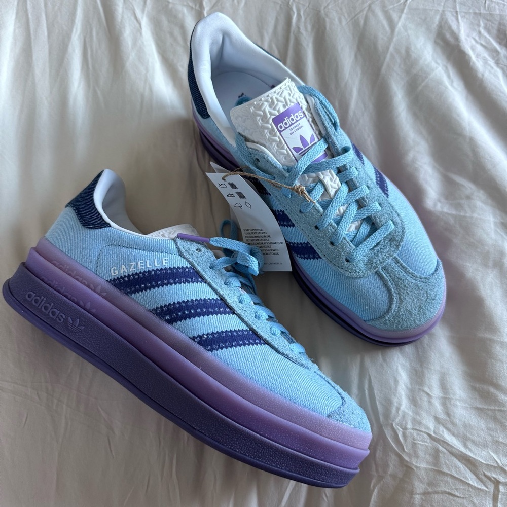 Adidas Women's Gazelle Blue and Purple Sneakers - Picture 2 of 11